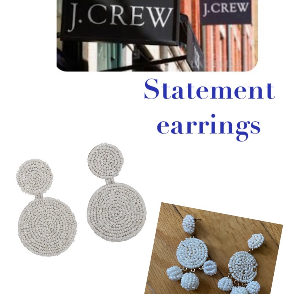 J.crew Round Rice Beads Earring with 3- mini hanging beads. Gold tone